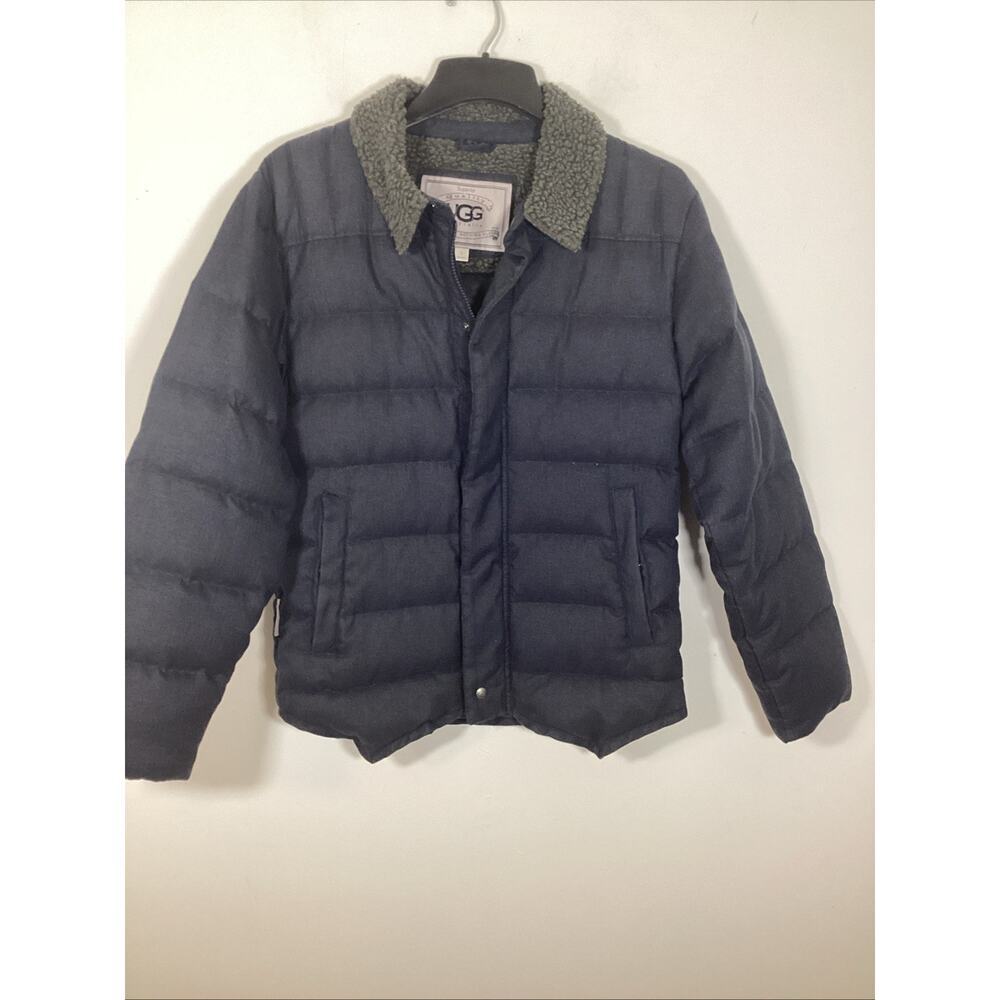 Ugg Australia Small Navy Blue Trucker Quilted Puffer Coat Jacket Down Fill Warm